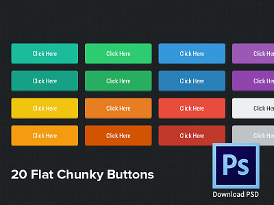 Freebie PSD: 20 Flat Chunky Buttons