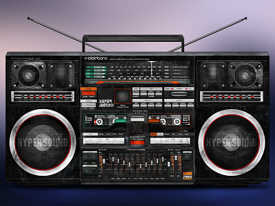 Illustration of 7985 Boombox Ghetto Blaster boombox icon illustration interface music old radio scratches speakers super jumbo vintage wallpaper