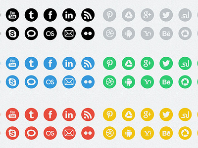 Pack of 20 round social media icons (6 colors) by Barin Christian on ...