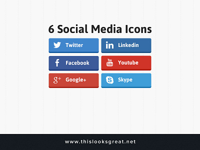 Social Media Icons 3d buttons buttons facebook flat freebie google skype social icons social media twitter
