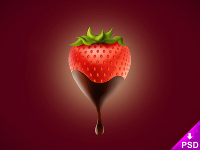 Chocolate Covered Strawberry PSD chocolate covered download food free freebie freeforuse new psd resource strawberry