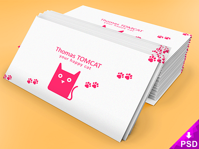 Business Card Stack Mock-up business card cat download free mockup photoshop pink psd resource stack