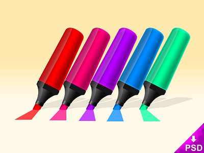 Neon Markers Icon design editable graphic highlighters markers new photoshop psd resource stationary stock