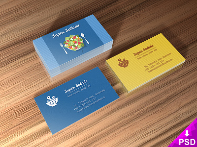 Super Salads Business Cards Mockup business cards design free freebie graphic photoshop psd resource salads super