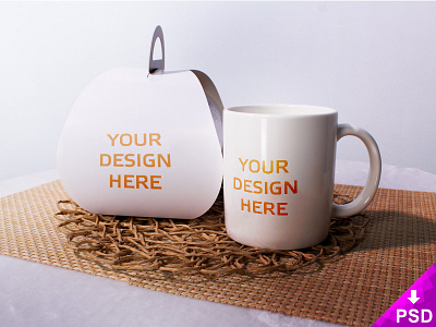 Mug PSD Mockup box coffee design download graphic mug photoshop resource