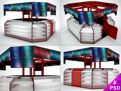 Kiosk Mockup design free kiosk perspective photoshop product psd resource shop stand