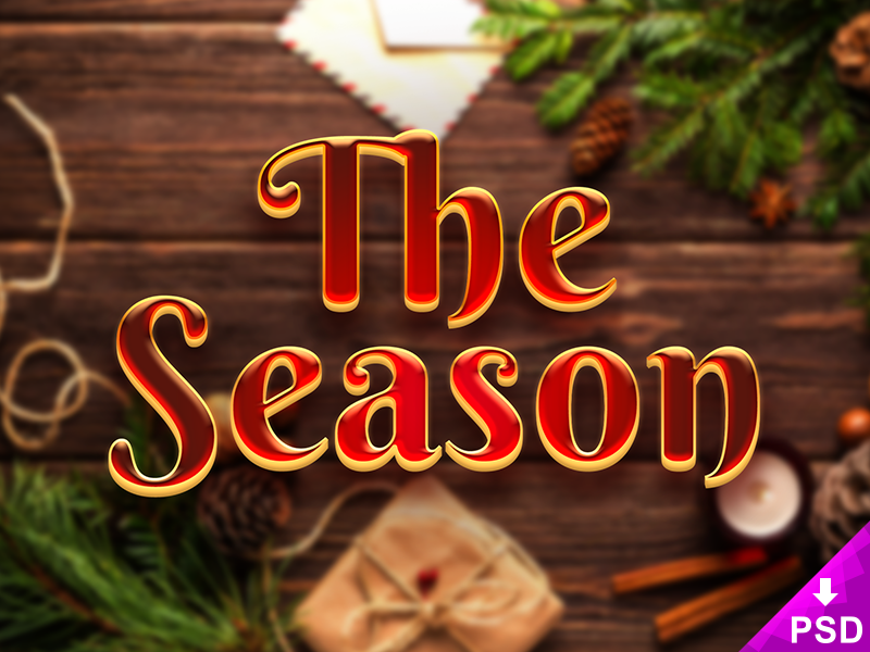 The Season Layer Style Freebie Psd layer style psd free gold red warm xmas christmas freebie holiday season