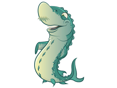 sturgeon character design fish illustration vector