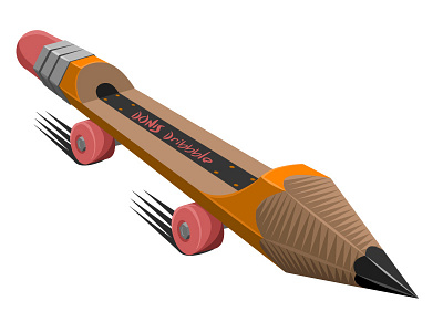 Pencil-skate or Skate-pencil 2d illustration illustrator pencil skate skateboarding vector