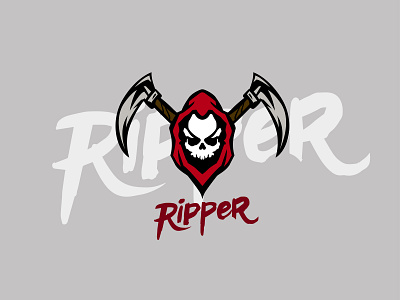 Ripper Logo branding design gaming gaminglogo graphic design handdrawnstyle icon illustration logo mascot mascotlogo ripper skull squad team teamlogo