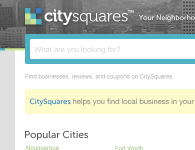 CitySquares Home Redesign home page