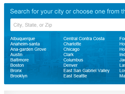 Pick your city