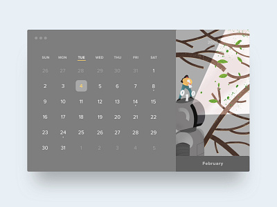 HELLO2020calendar ·February |sprout and artificial intelligence 2020 ai calendar illustration robot spring sprout