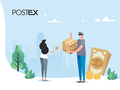 Postex illustration - Cash on delivery service branding comingsoon courier delivery delivery service egypt graphic design illustraion postex vector