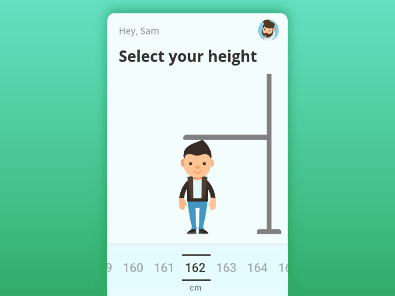 Select your height UI animation adobe auto animate adobe xd aftereffects auto animate bmi fitness app heights nutrition app ui design uiux