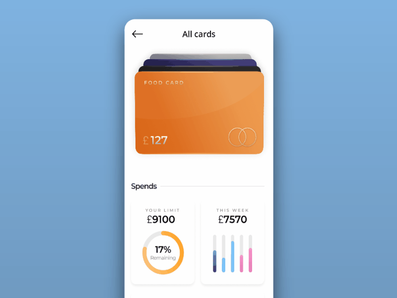 Credit card detail UI animation