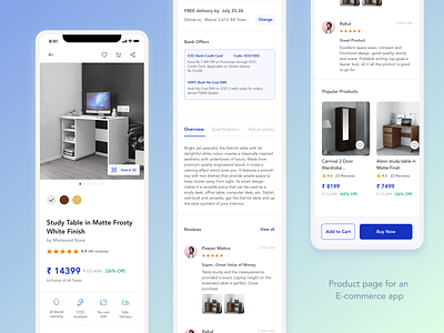 Product page for an E-commerce app app design ecommerce app figma furnitureapp ui uidesign