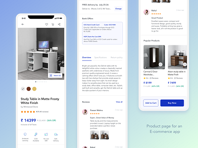 Product page for an E-commerce app