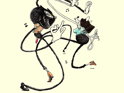 "Get LOOSE" art cat comics comix dance illustration mouse music party watercolor