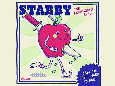 Stabby the Honeycrisp Apple apple graphic design illustration knife lettering starburst