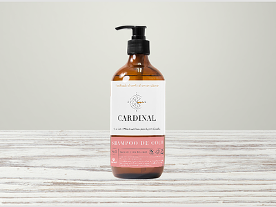 Shampoo bottle for Cardinal branding identity packaging