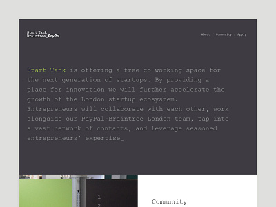 StartTank London braintree clean design minimal simple typography ui web website