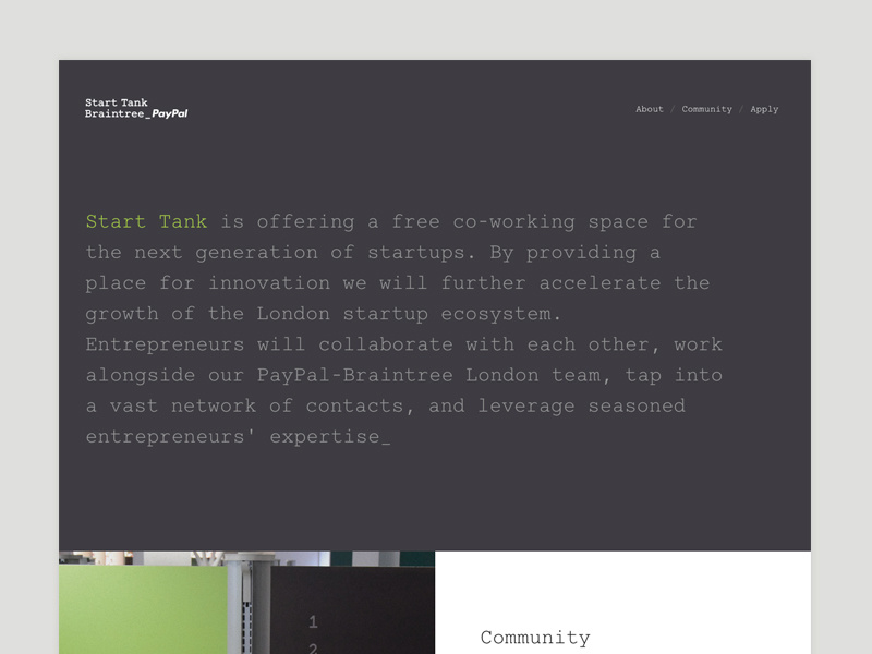 StartTank London design website typography clean ui simple braintree minimal web