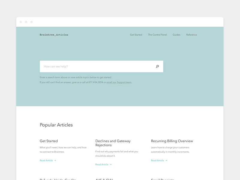 Braintree Support by Stephen Patterson for Braintree on Dribbble