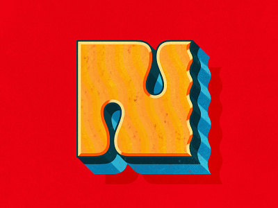 Uppercase N for 36 Days of Type 36 days of type 36daysoftype n 36daysoftype07 70s adobe photoshop colorful handdrawn handlettering illustration lettering retro textures type art typography