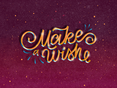 Day 15/100 100daysproject adobe photoshop colorful gold handdrawn handlettering illustration lettering lettering challenge retro ribbon textures type art typography wish