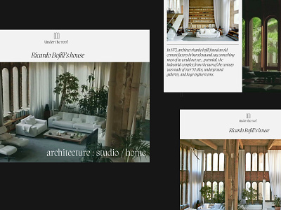 Under the roof - Ricardo Bofill house architecture art branding clean design interaction design minimal typography ui web