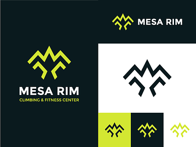 Mesa Rim Climbing Fitness Center Logo Design Logo Versions bird brand brand identity branding climbing design fitness icon identity logo monogram mountain strong typography visual identity