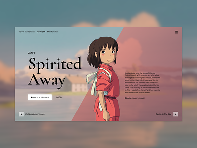 Studio Ghibli - Movie Website mock-up ui ux uxui