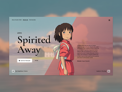 Studio Ghibli - Movie Website mock up ui ux uxui