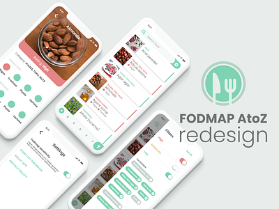 iOS app redesign - FODMAP AtoZ app fodmap ibs ios app design mobile app redesign concept uidesign uxdesign