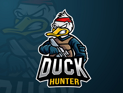 Duck hunter esport logo art branding clean design icon identity illustration illustrator logo vector