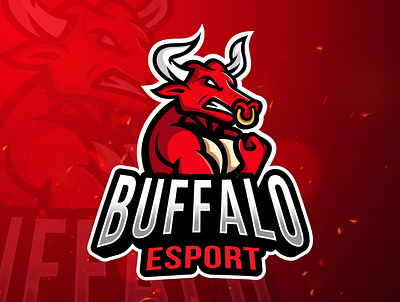 Buffalo mascot esport logo branding buffalo design esport esport logo icon identity illustration illustrator logo vector