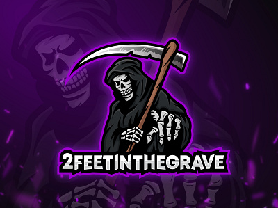 2feetinthegrave mascot logo esports branding design esport esport logo gaming grim reaper identity illustration illustrator mascot vector