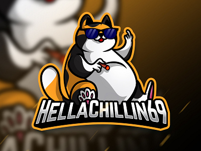 cat chill mascot logo esports