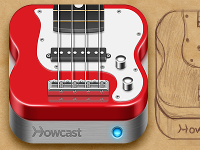Howcast Bass Guitar bass guitar howcast icon ios ipad iphone sketch