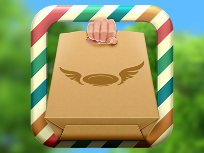 On a plate bag delivery food hand icon ios ipad iphone paper