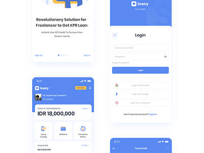 Loany Mobile User Interface Concept app branding design flat icon minimal mobile mobile app mobile design typography ui ux