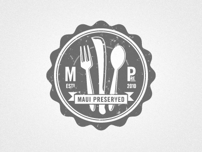 Maui Preserved design fork illustration logo machete seal spoon