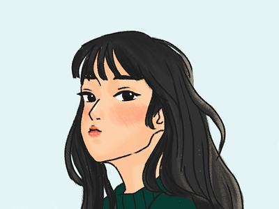 Girl in a green sweater artwork characterdesign design digitalart drawings girls illustration