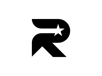 R Star Logo design flat identity illustrator logo minimal monograma negative space type vector