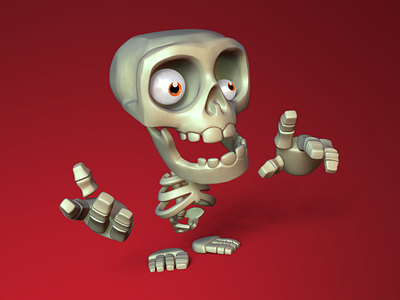 Skello On Red skeleton skull undead