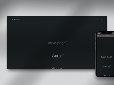 Elements – navigation, homepage branding design minimal navigation typography ui website
