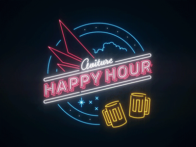 Aviture Happy Hour Signage animation aviture beer gif happy hour late neon sign signage