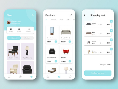 Funiture Store animation app art blue brand branding character design figmadesign flat graphic design illustration illustrator minimal mobile typography ui ux web website