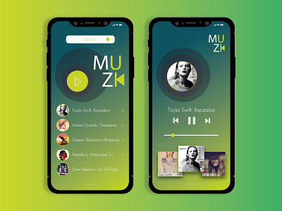 Music Mobile App (MuZiK) app design flat illustration ui ux